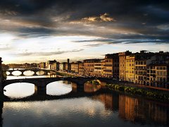 Arno_River_008 Four bridges over the Arno at sunset, seen from East