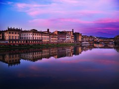 Arno_River_011 Almost perfect reflection of the buildings just after sunset, with a view over Ponte Santa Trinita and Ponte Vecchio